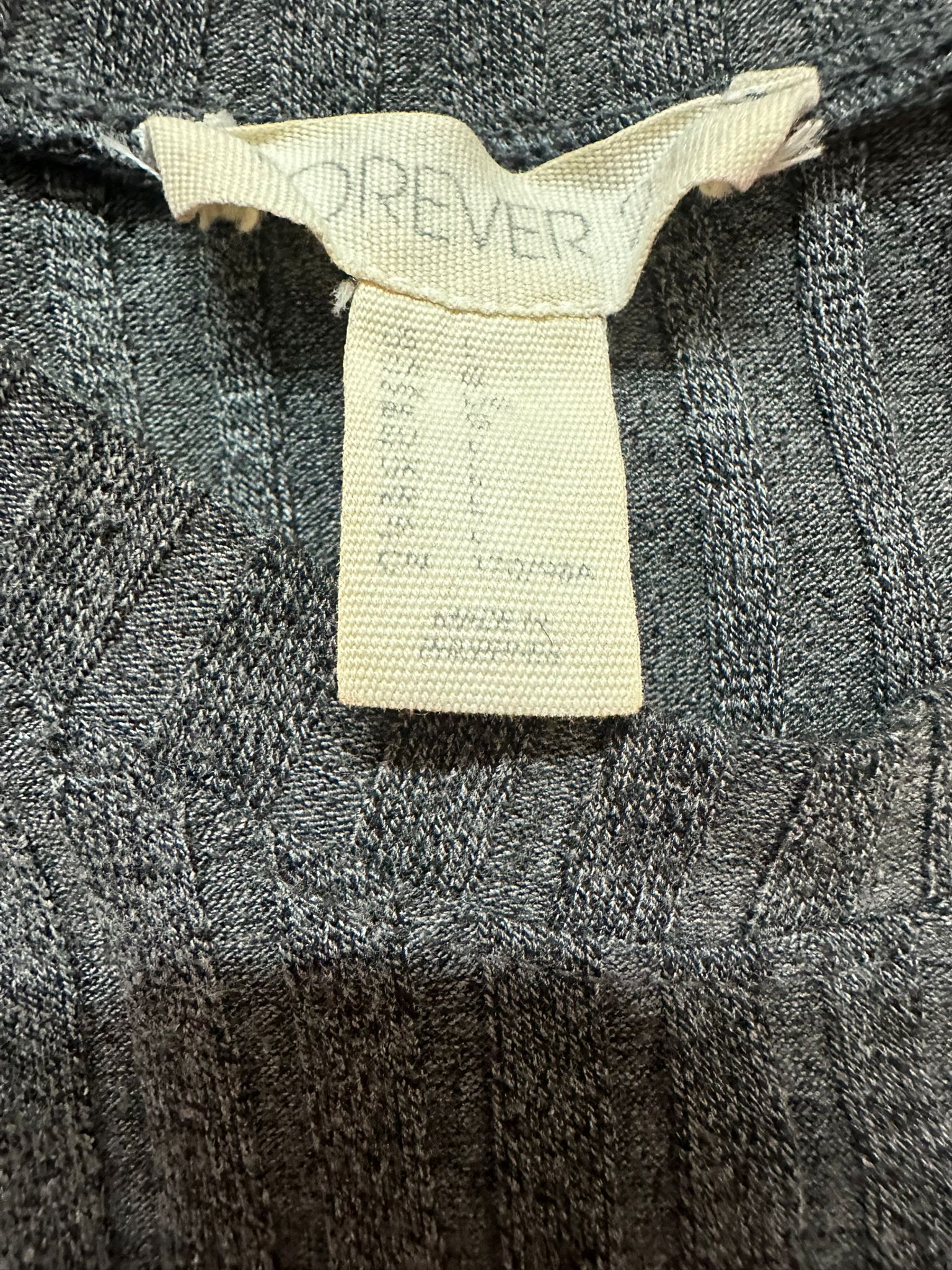 Forever 21 Women's Dark Grey Ribbed Short Sleeve Top