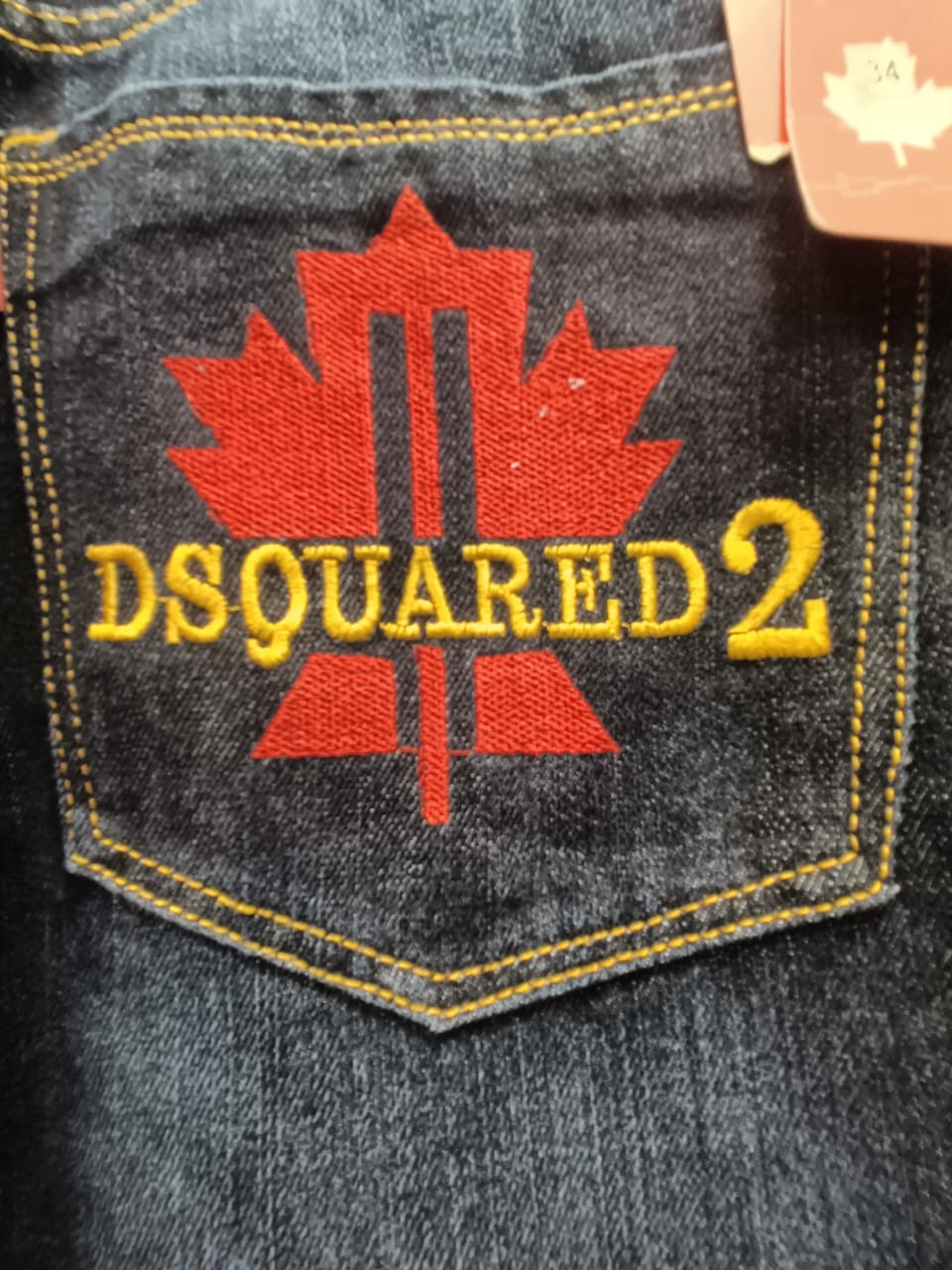DSQUARED2 Men's Dark Blue Denim Jeans with Maple Leaf Logo