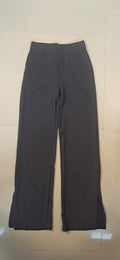 DIVIDED Women's Black Ribbed Wide Leg Trousers with Side Slits