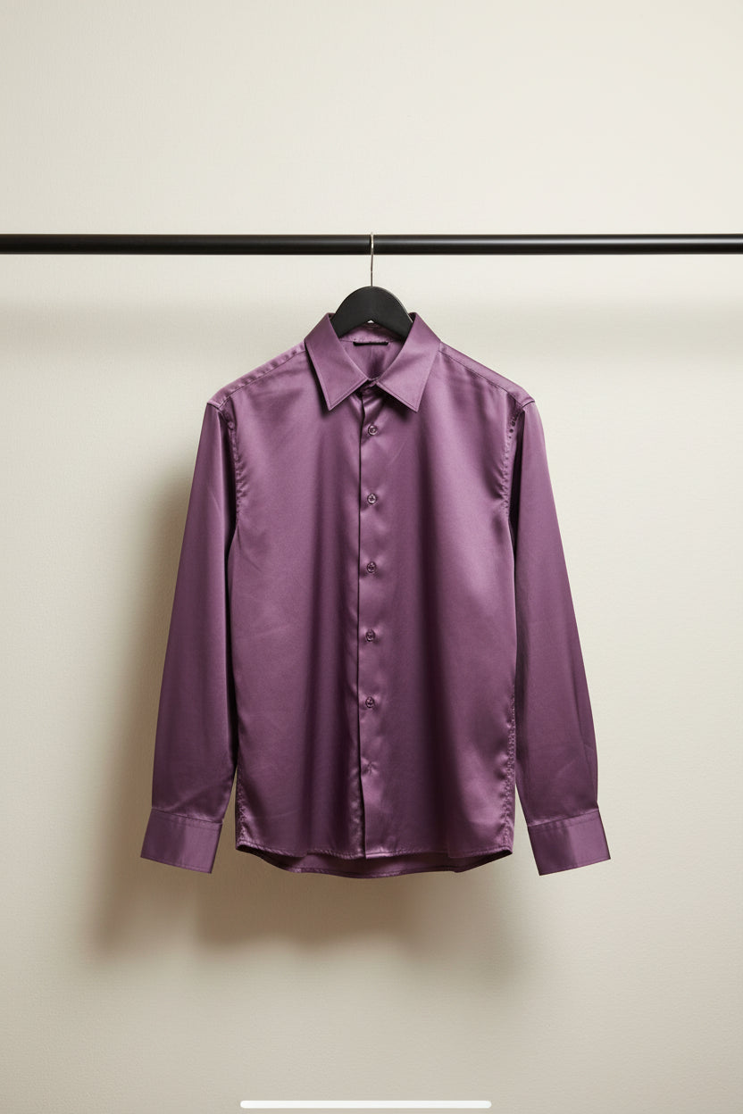 F+21 Men's Purple Long Sleeve Button-Up Shirt