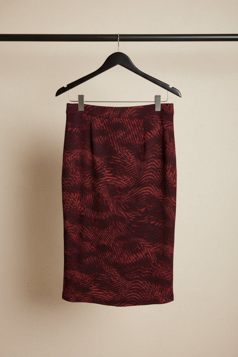 Women's Maroon Abstract Print Bodycon Mini Skirt