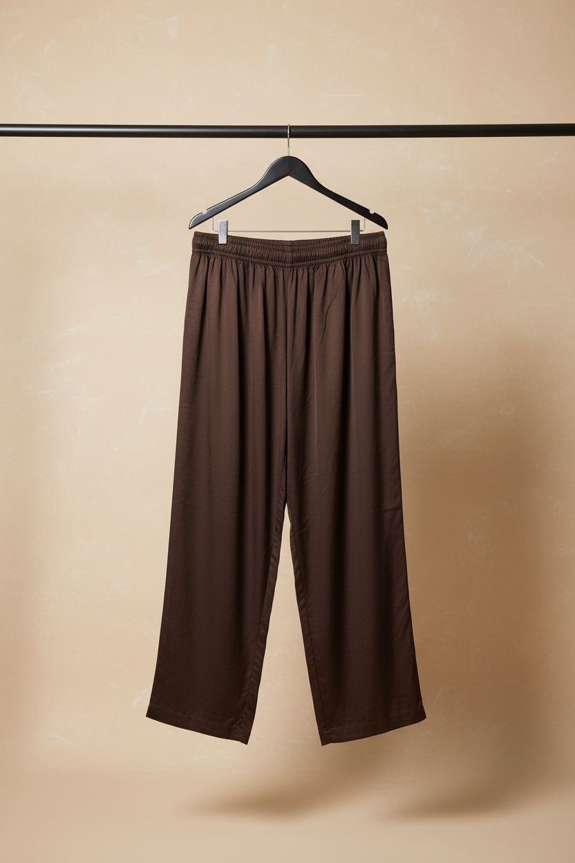 Brown Elastic Waist Casual Track Pants