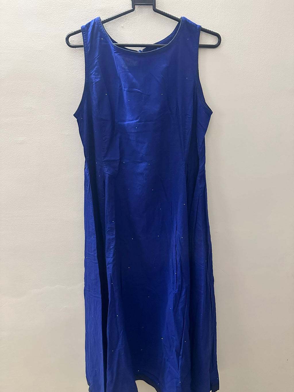 Fabindia Blue Sleeveless Slim Fit A-Line Kurta