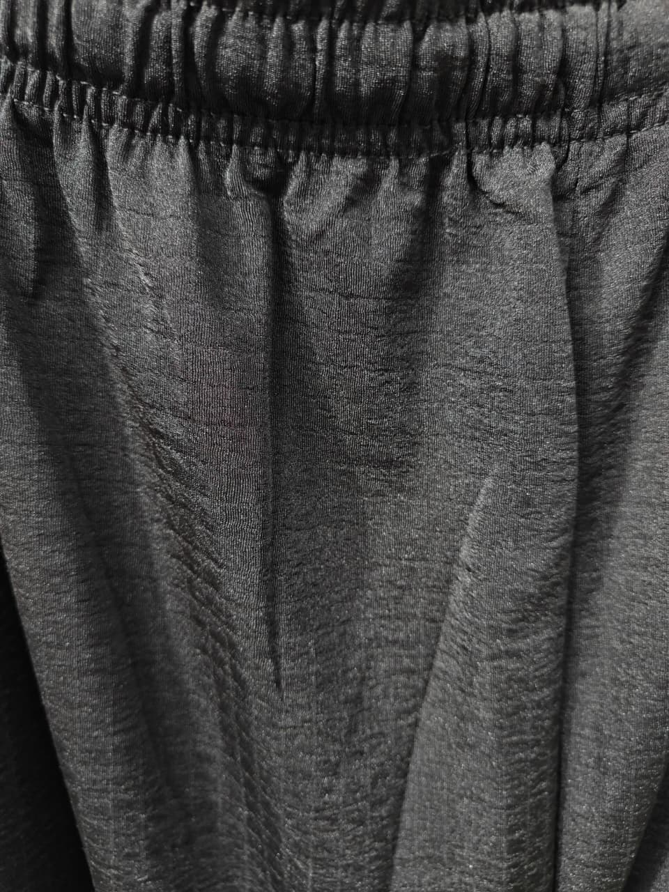 Women's Black Textured Wide Leg Palazzo Pants