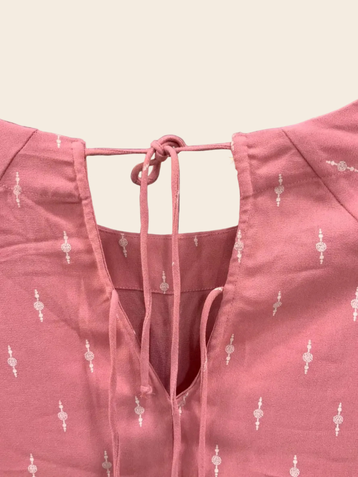 Women's Pink Printed 3/4 Sleeve Top with Back Tie Detail