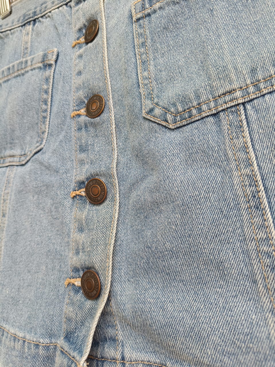 Forever 21 Light Wash Denim Button-Front Mini Skirt