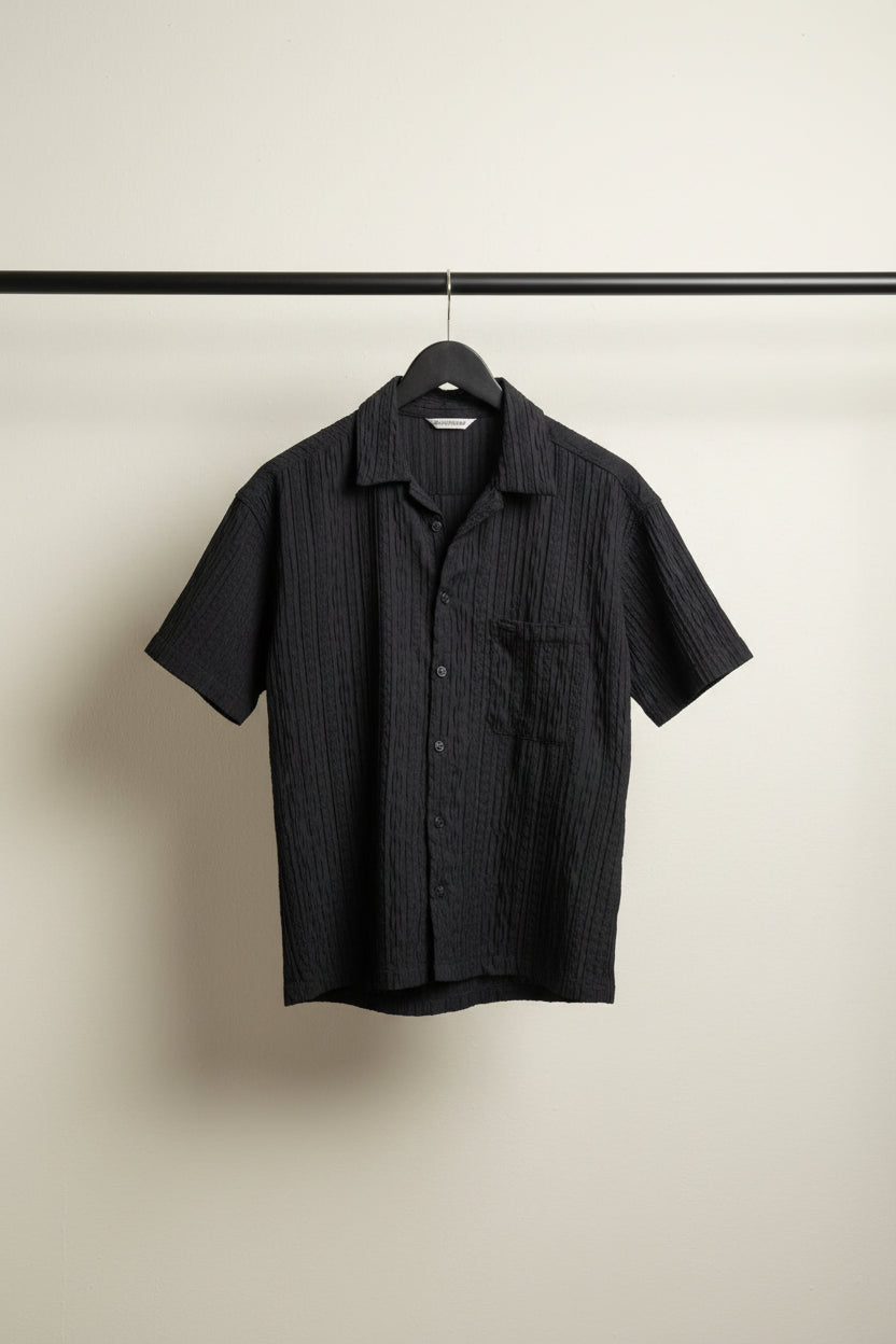Men's Black Textured Short Sleeve Shirt by ULTRA CLUB