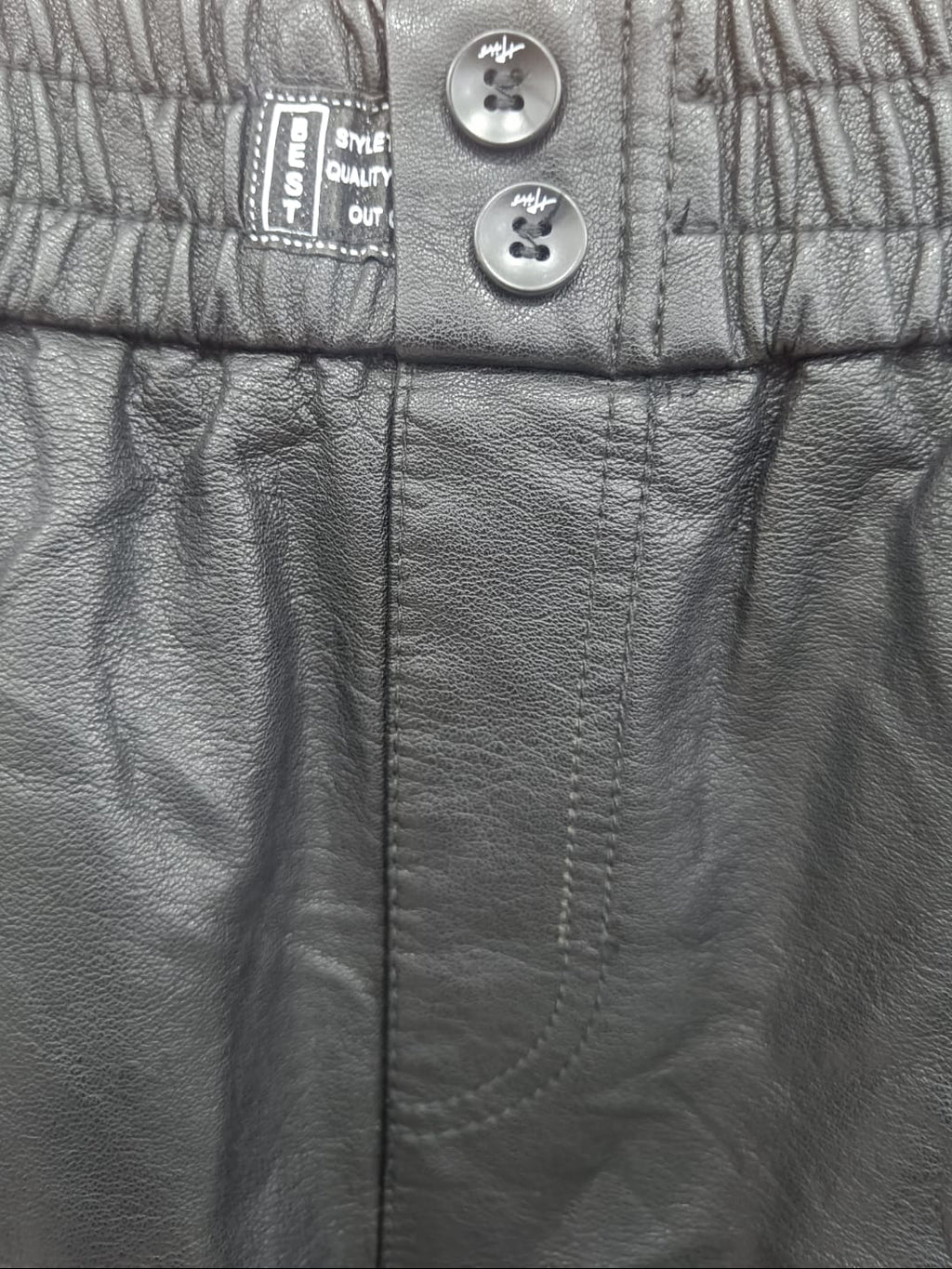 Black Faux Leather Elastic Waist Shorts