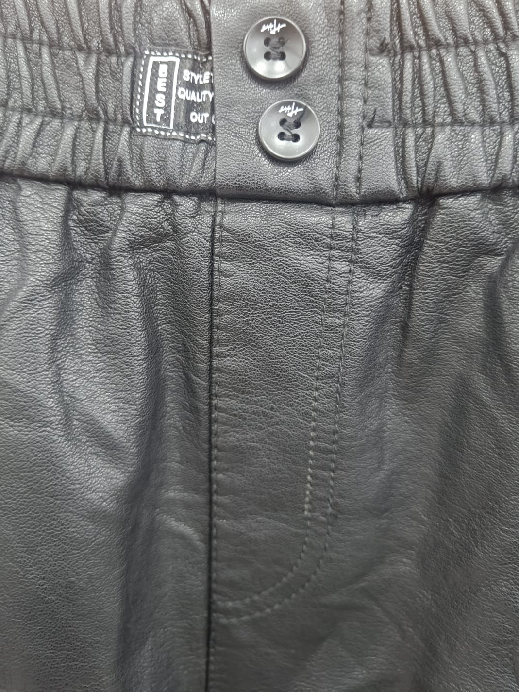 Black Faux Leather Elastic Waist Shorts