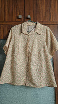 Women's Floral Print Short Sleeve Button-Up Top