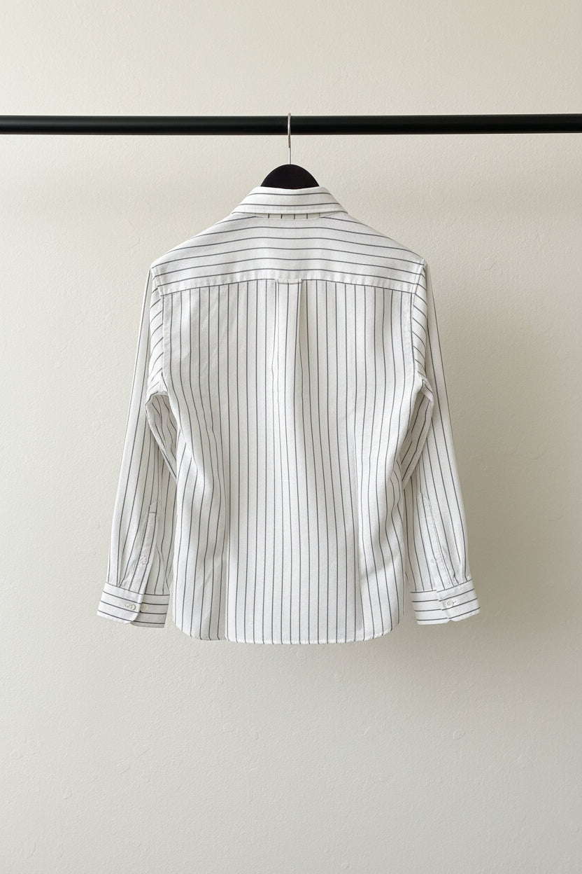 BIG BUL Men's White & Black Striped Full Sleeve Casual Shirt