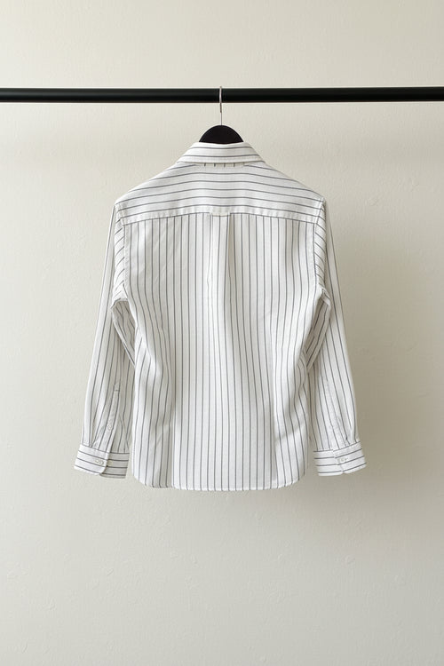 BIG BUL Men's White & Black Striped Full Sleeve Casual Shirt