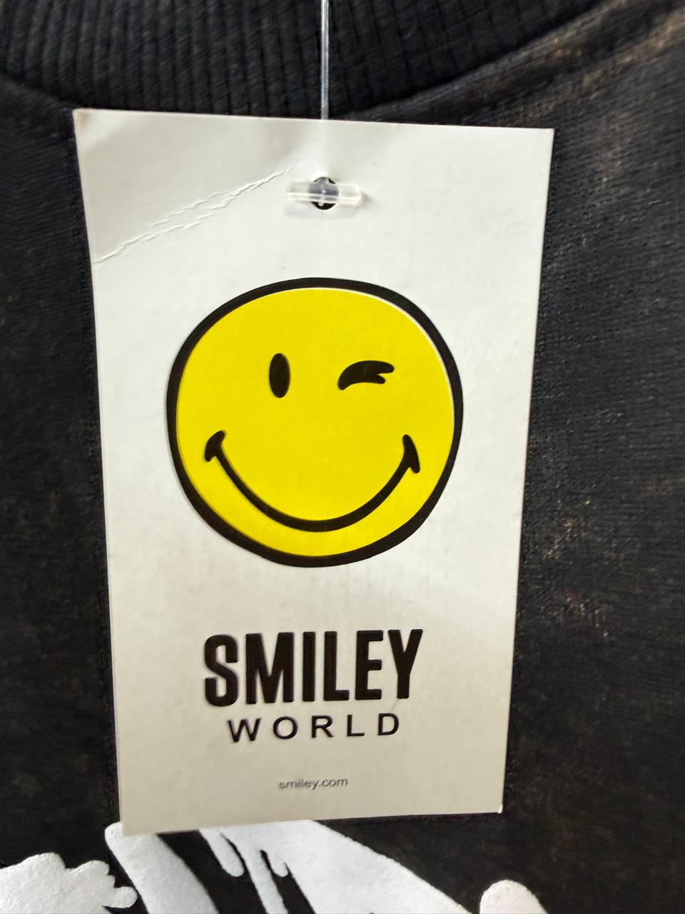 SMILEY World Balenciaga Worldwide Graphic Acid Wash T-Shirt