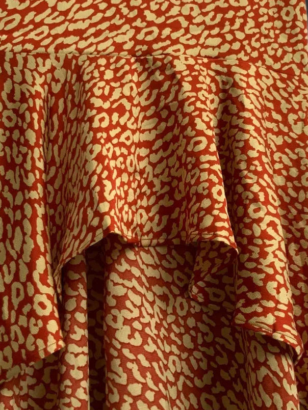 PRETTYLITTLETHING Red & Beige Animal Print Cami Midi Dress