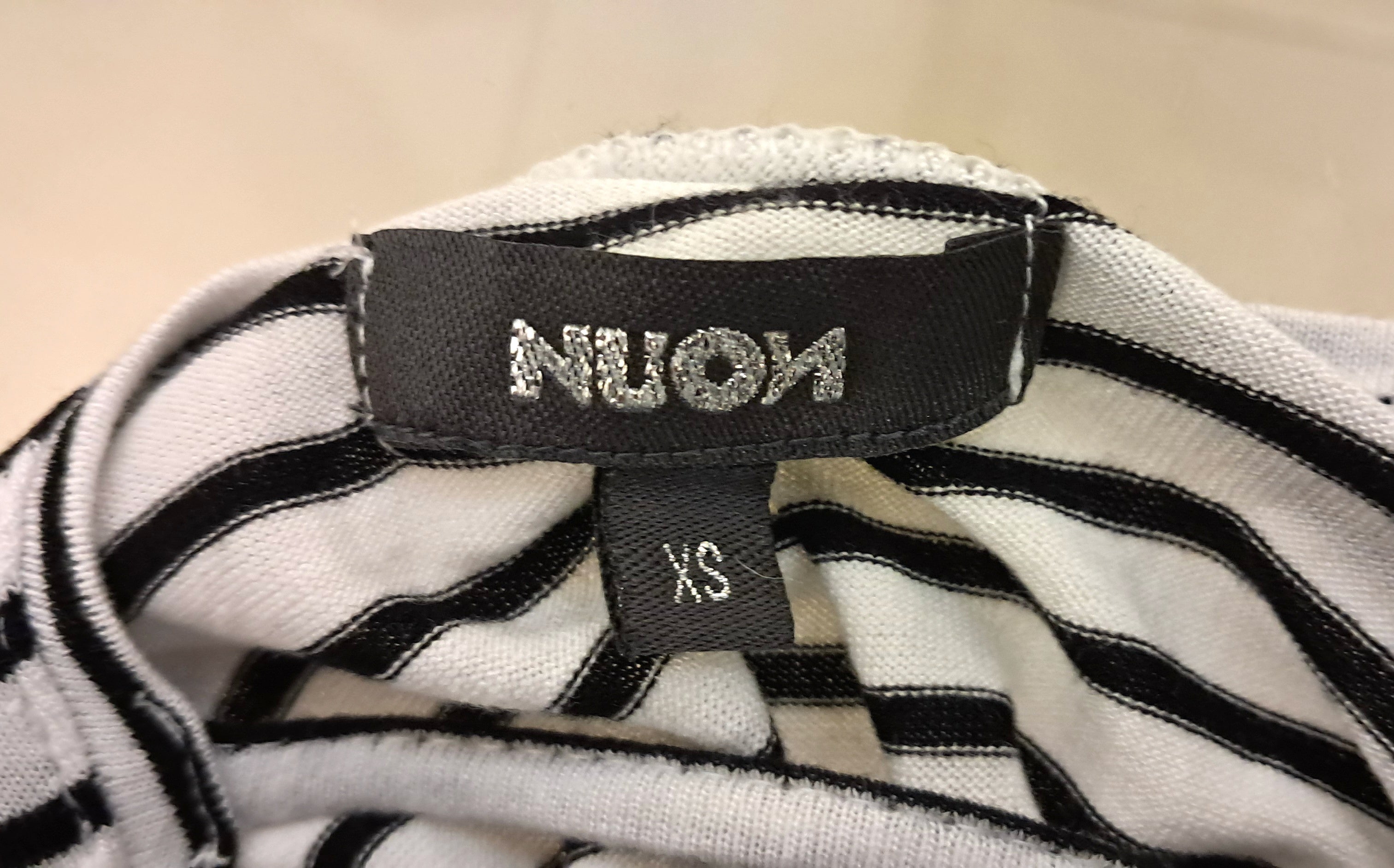 Women's Black and White Striped Cold Shoulder Top by NUON