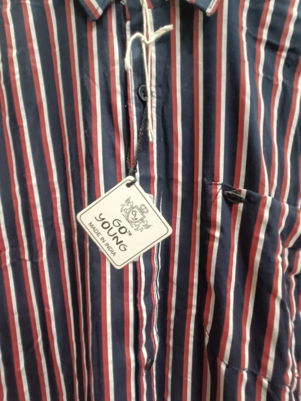 GO YOUNG Men's Multicolor Striped Long Sleeve Casual Shirt