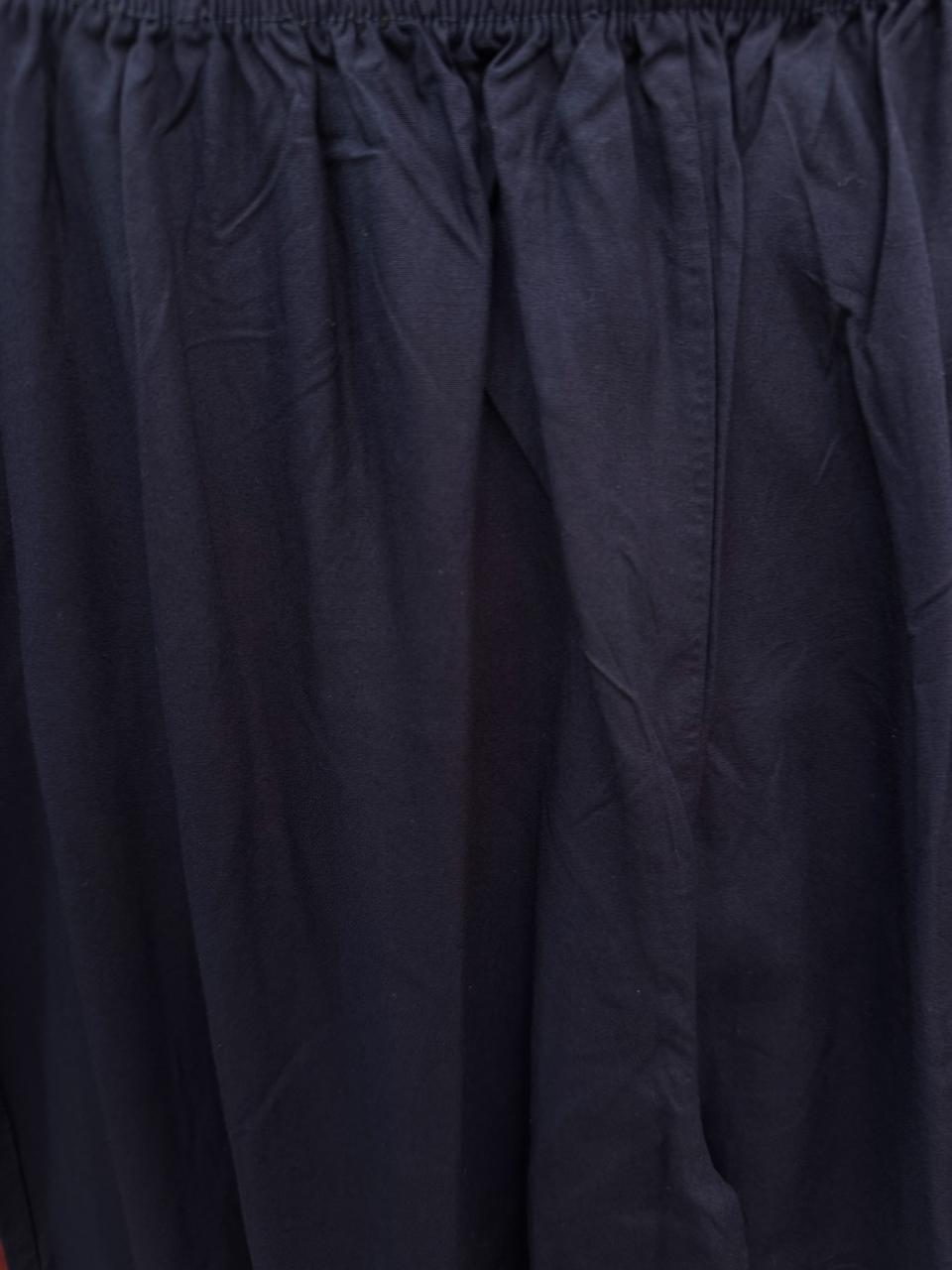 Women's Navy Blue Palazzo Pants with Drawstring and Lace Hem