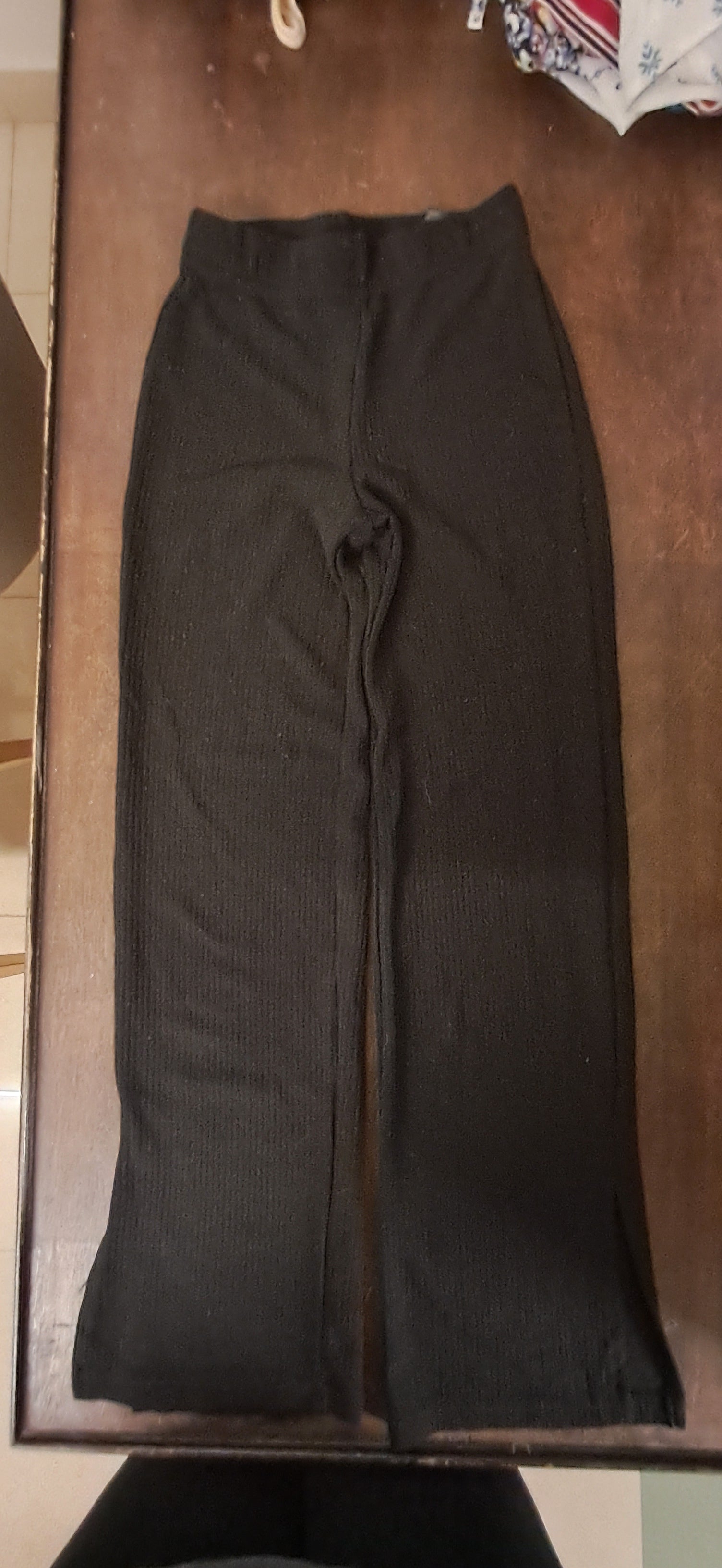 DIVIDED H&M Black Ribbed Wide Leg Pants