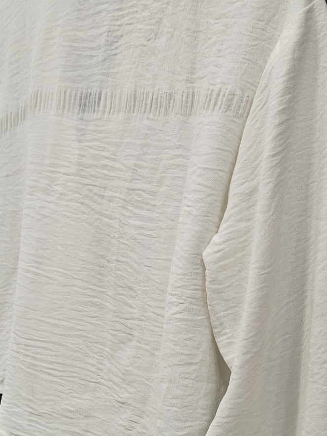 DHRUVI COLLECTION Women's White Textured Cropped Collared Shirt