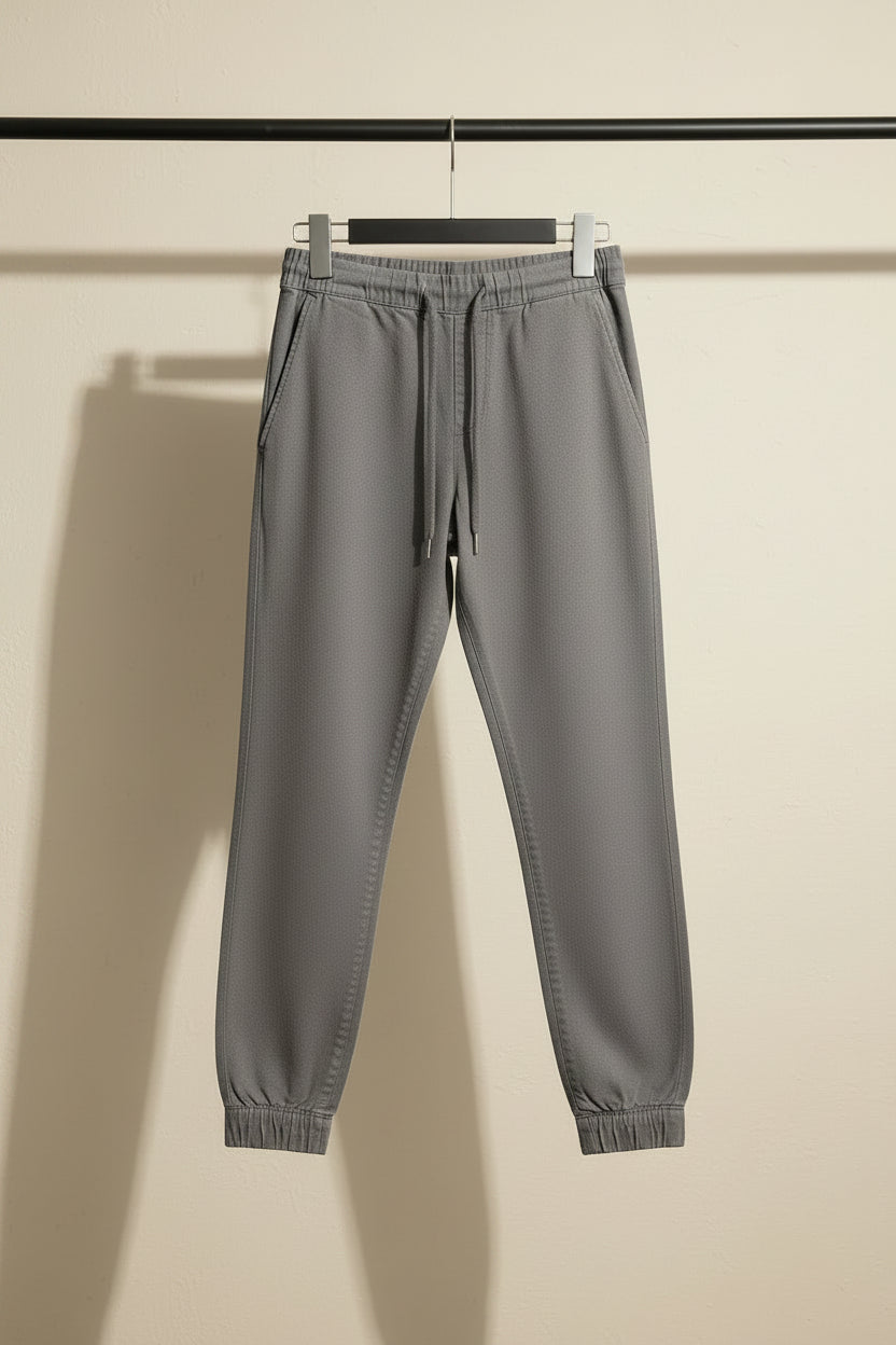 LH Men's Grey Cotton Blend Jogger Trousers