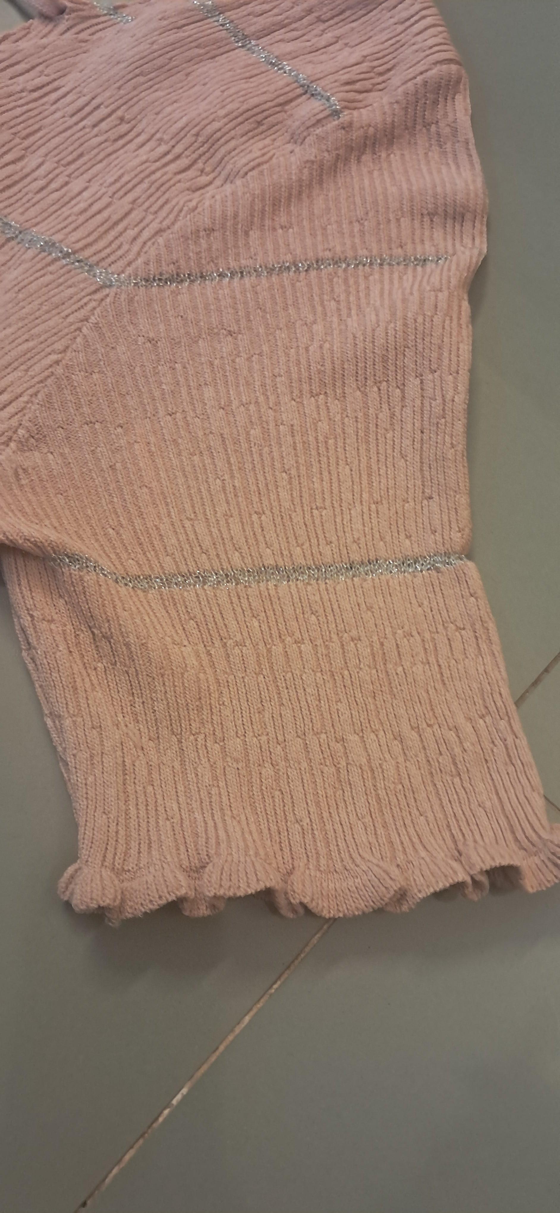 Women's Pink Crinkle Knit Short Sleeve Top with Lace-Up Back