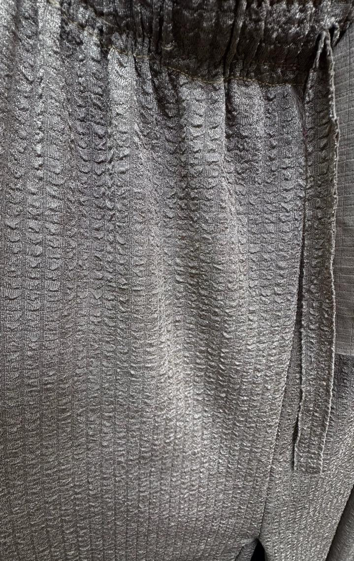 Women's Beige Textured Knit Relaxed Fit Trousers