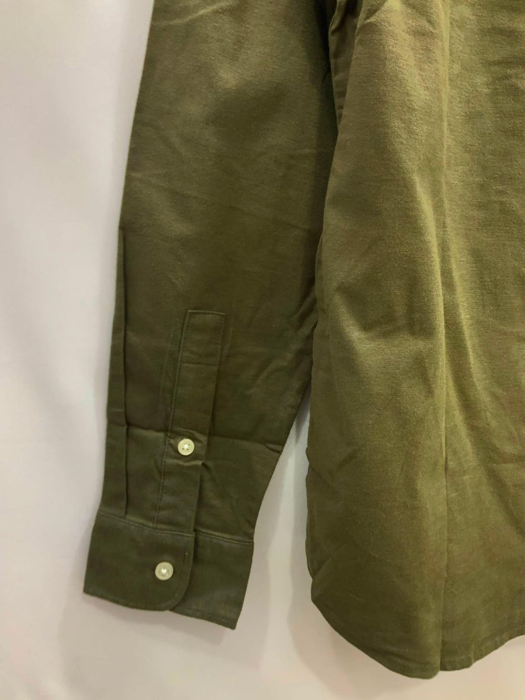 Men's Olive Green Band Collar Long Sleeve Shirt