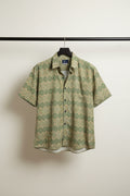 Bulan Bintang Men's Green Patterned Relaxed Fit Short Sleeve Shirt