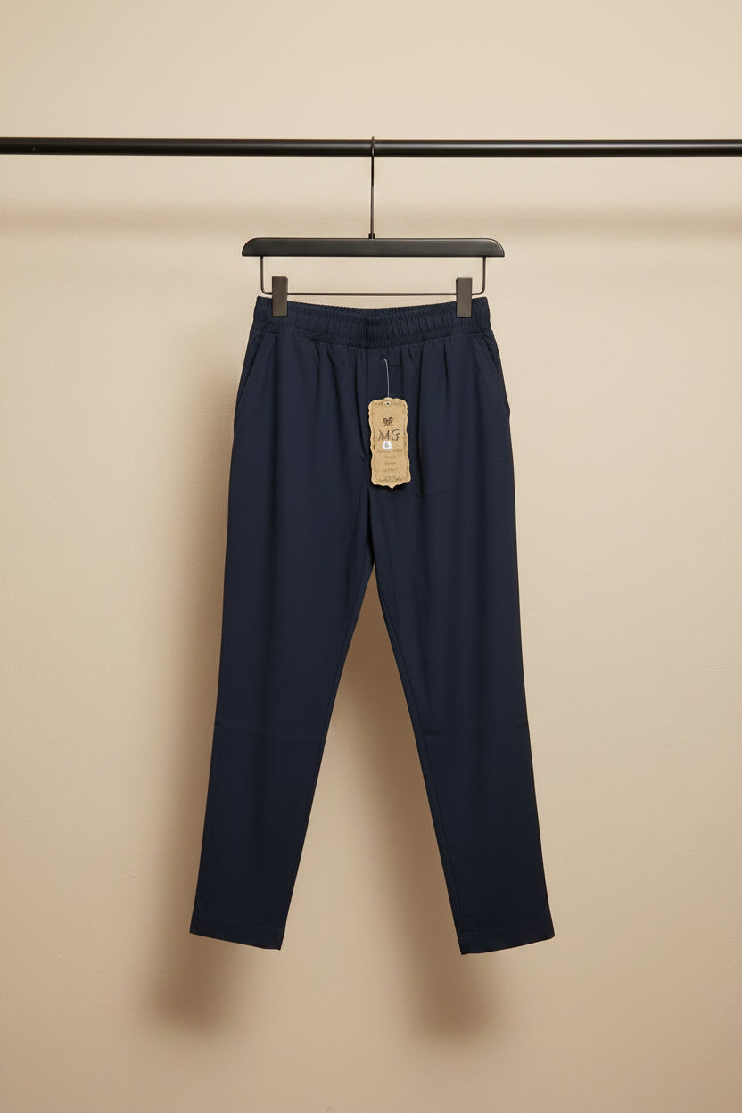 Women's Dark Grey Elastic Waist Relaxed Fit Trousers