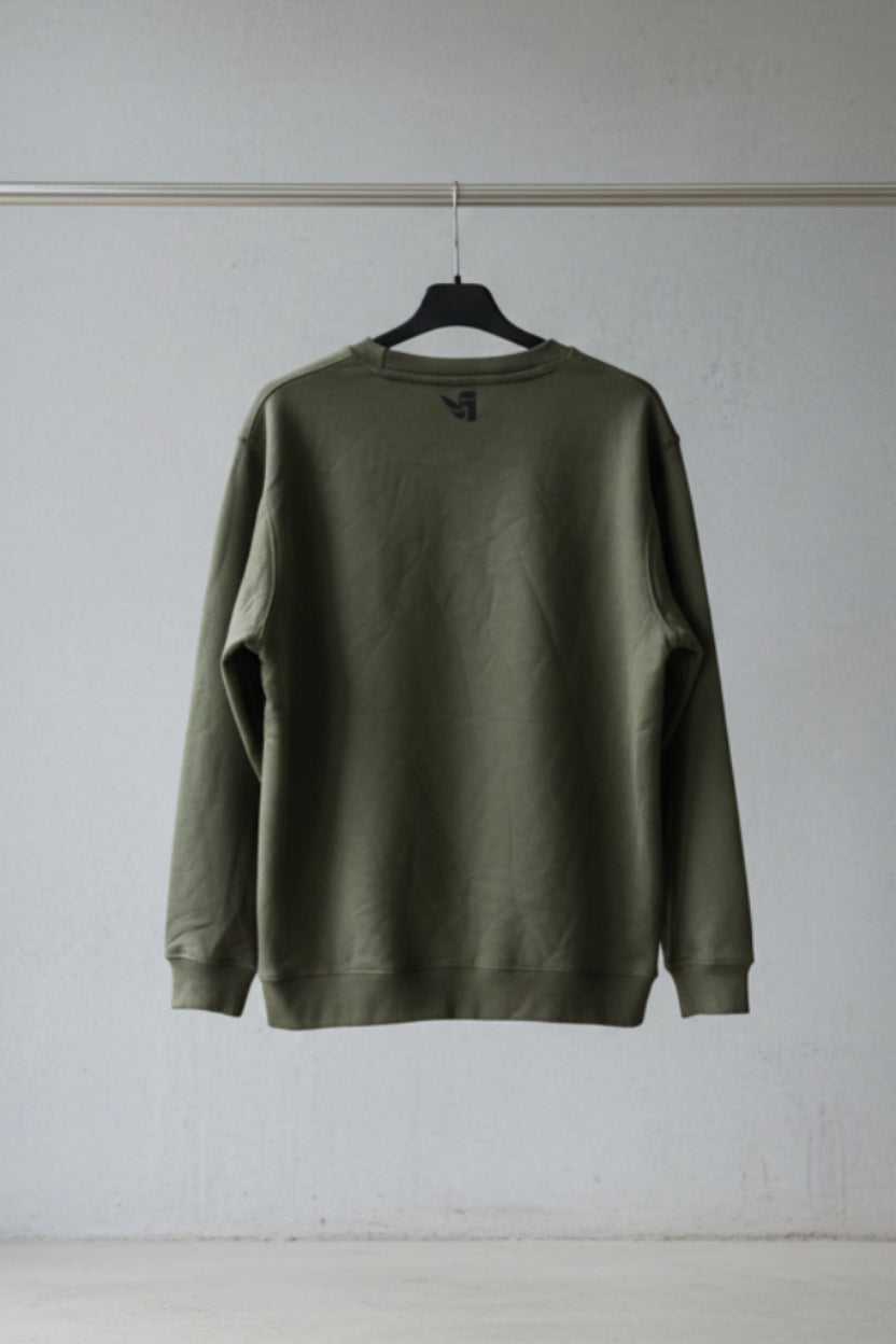 Steamboat Colorado St. Bernard Dog Graphic Olive Green Sweatshirt