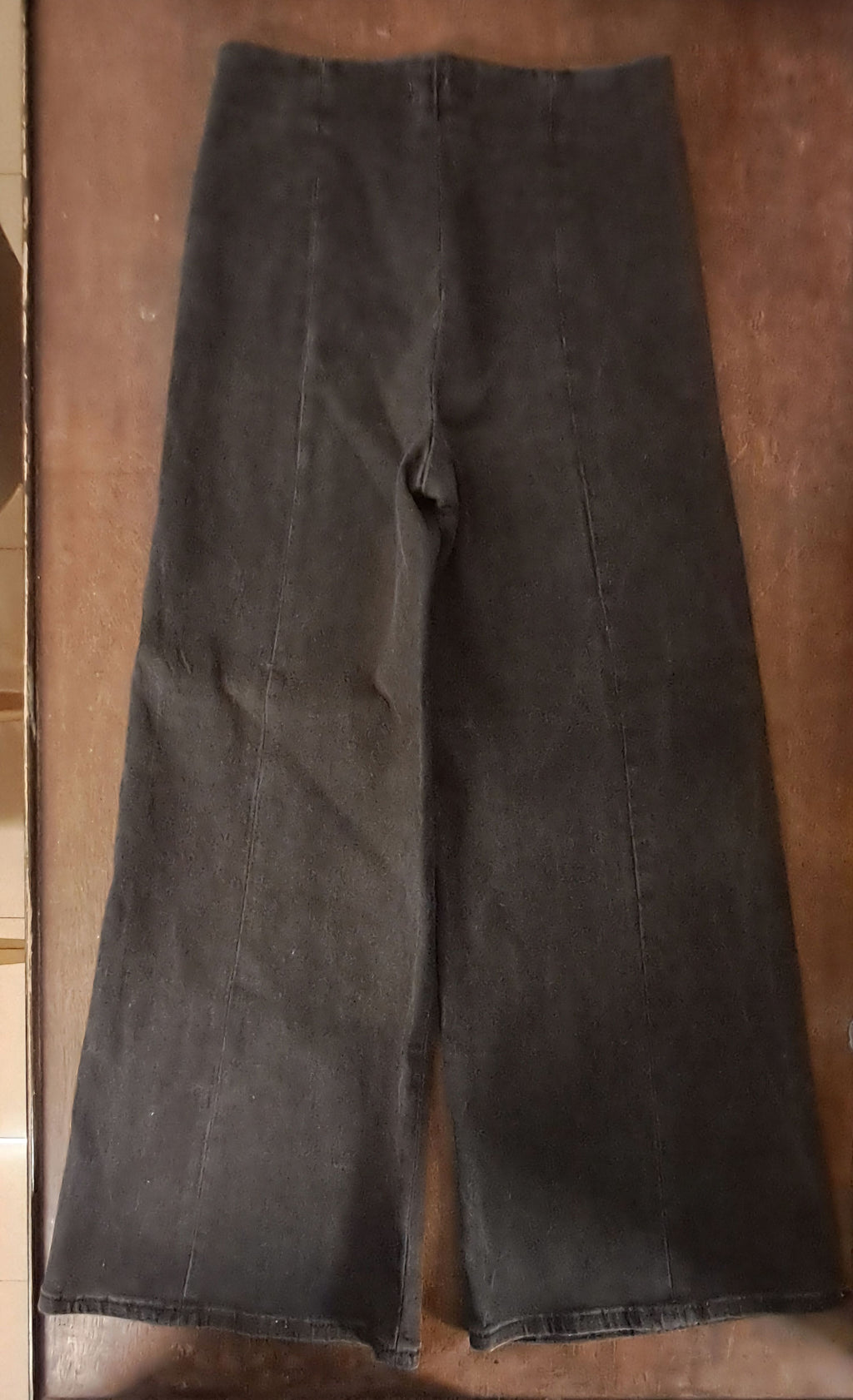 Forever 21 Black High-Waist Wide Leg Trousers with O-Ring Zipper