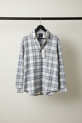NORTH STUDIO Men's Grey & White Plaid Waffle Knit Long Sleeve Shirt