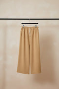 Women's Textured Tan Palazzo Pants with Drawstring Waist