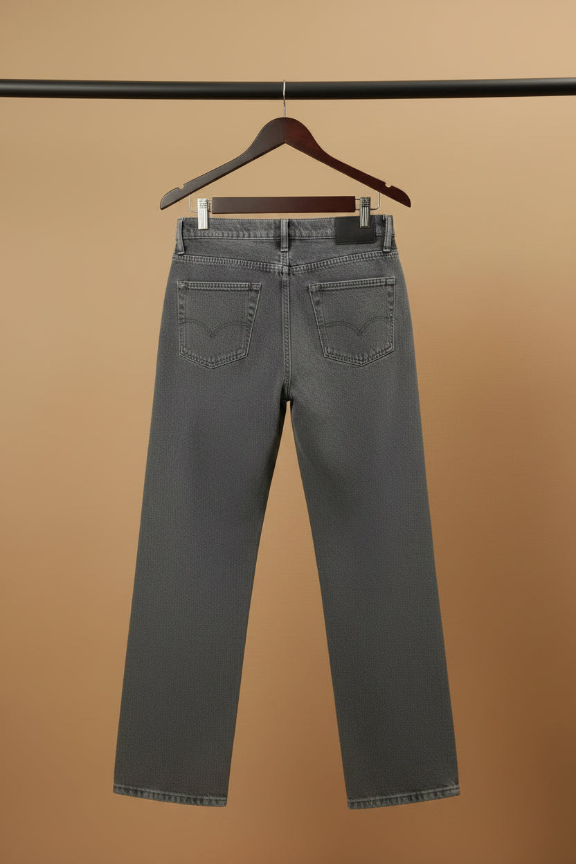 Grey High-Waist Wide Leg Trousers