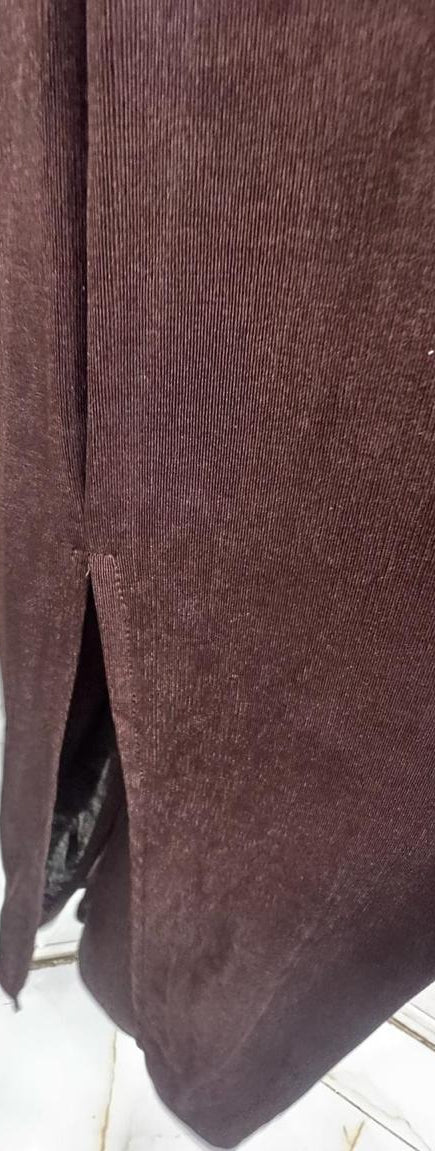Women's Brown Ruched High Neck Long Sleeve Maxi Dress
