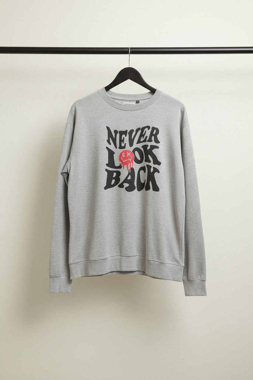 Peter Werth London Men's Grey 'Never Look Back' Graphic Sweatshirt