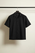 Black Short Sleeve Collared Casual Shirt