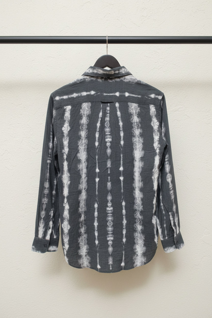 BEGINS Men's Grey Tie-Dye Long Sleeve Casual Shirt