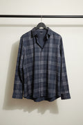 Men's Dark Blue Plaid Long Sleeve Button-Down Shirt