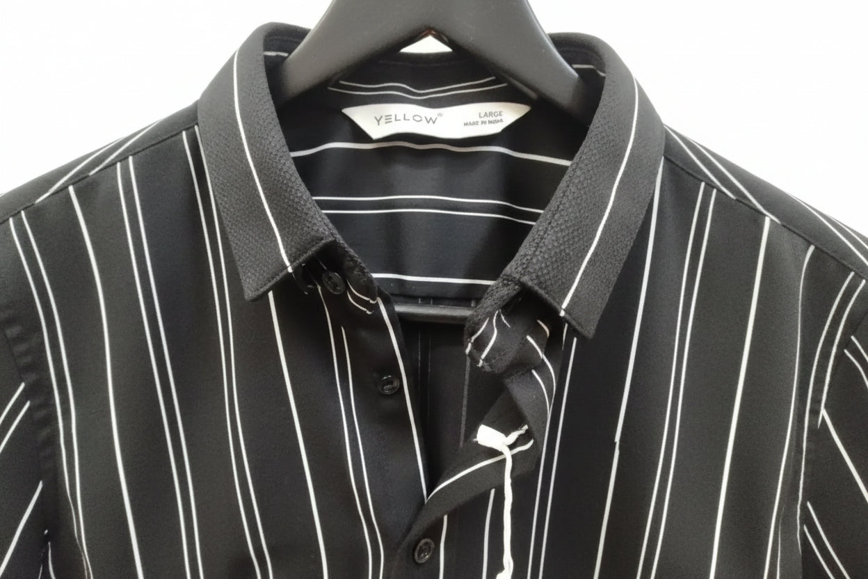 Black and White Striped Full Sleeve Shirt
