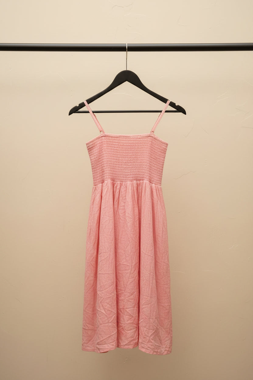 Pink Smocked Tiered Sundress for Women