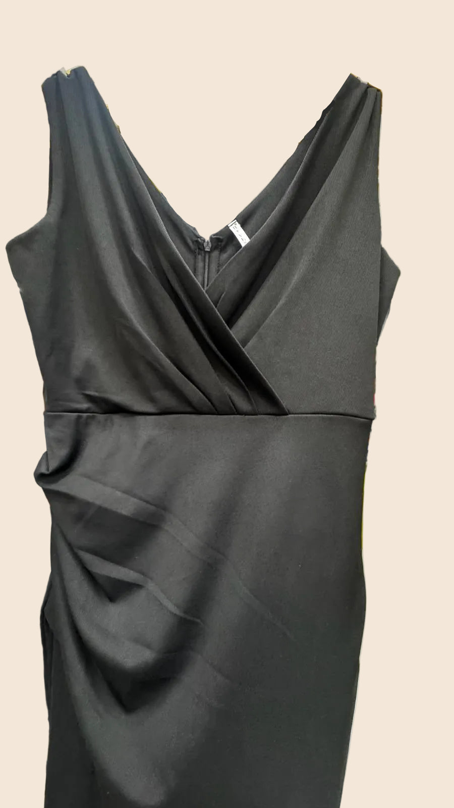 RHYTHM Women's Black Draped V-Neck Slit Maxi Dress