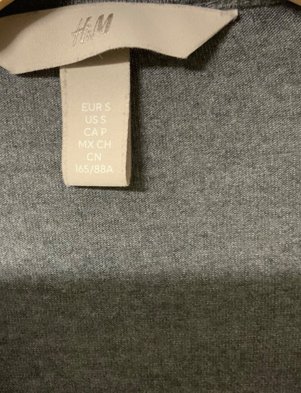 H&M Women's Dark Grey Draped Wrap Long Sleeve Top