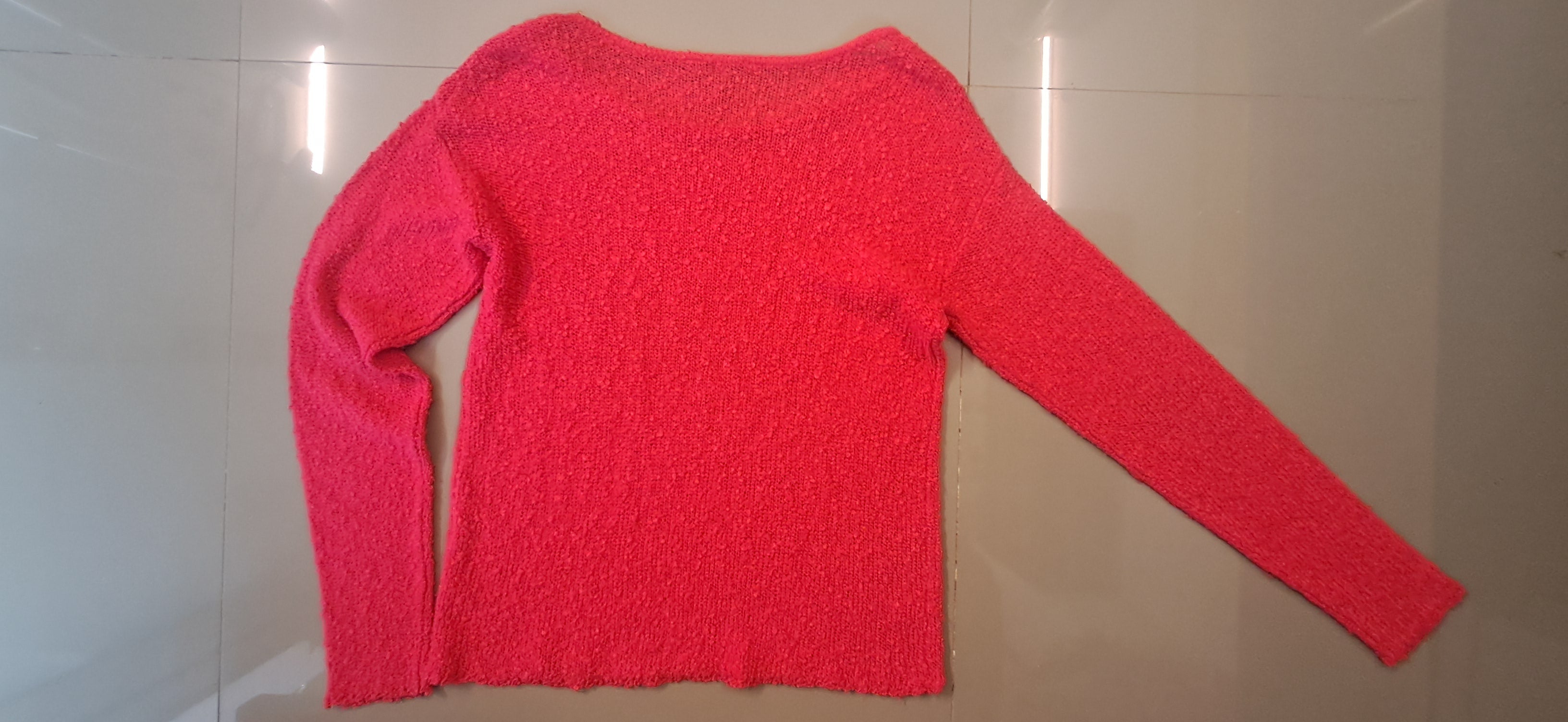 Fig Women's Hot Pink Textured Knit Long Sleeve Top