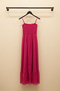 Hot Pink Smocked Bodice A-Line Maxi Dress