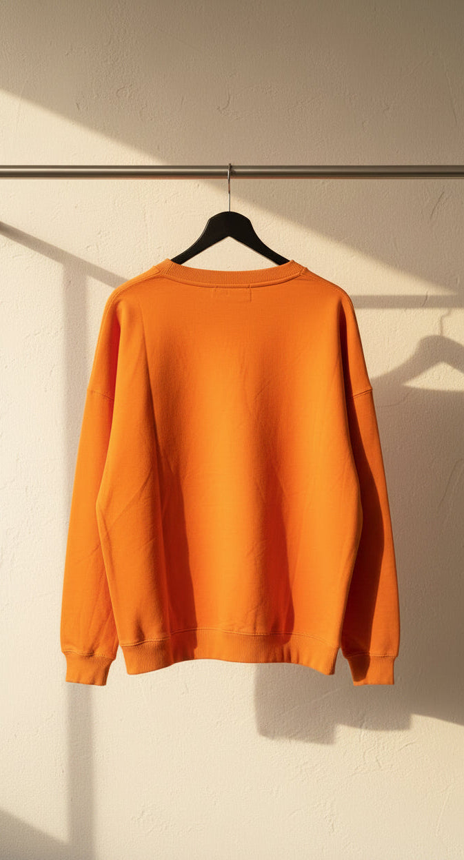 Orange Crew Neck Oversized Sweatshirt