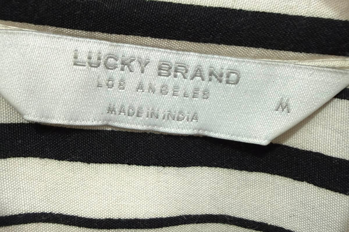 Lucky Brand Women's Black and White Striped Long Sleeve Shirt