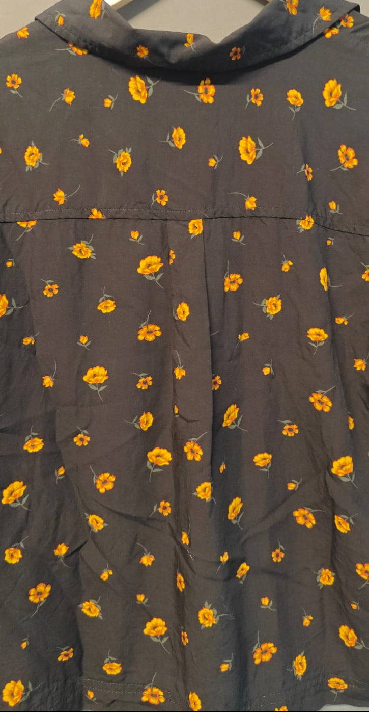 The Label Life Black Floral Print Short Sleeve Shirt