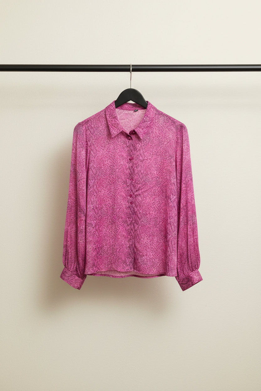 Women's Pink Patterned Long Sleeve Blouse