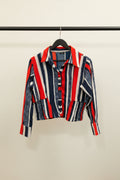 Women's Multicolor Striped Long Sleeve Collared Blouse